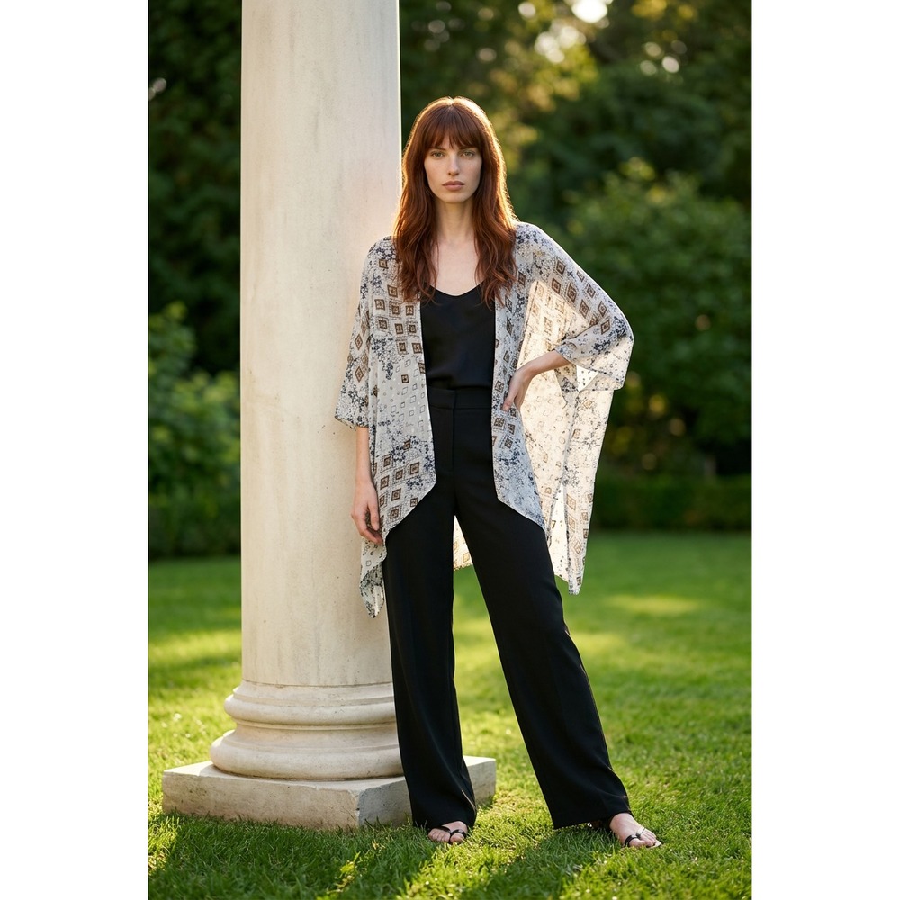 Maurices One Size Sheer Duster Top Gray‎ Blue Hippie Coastal Cowgirl Bohemian